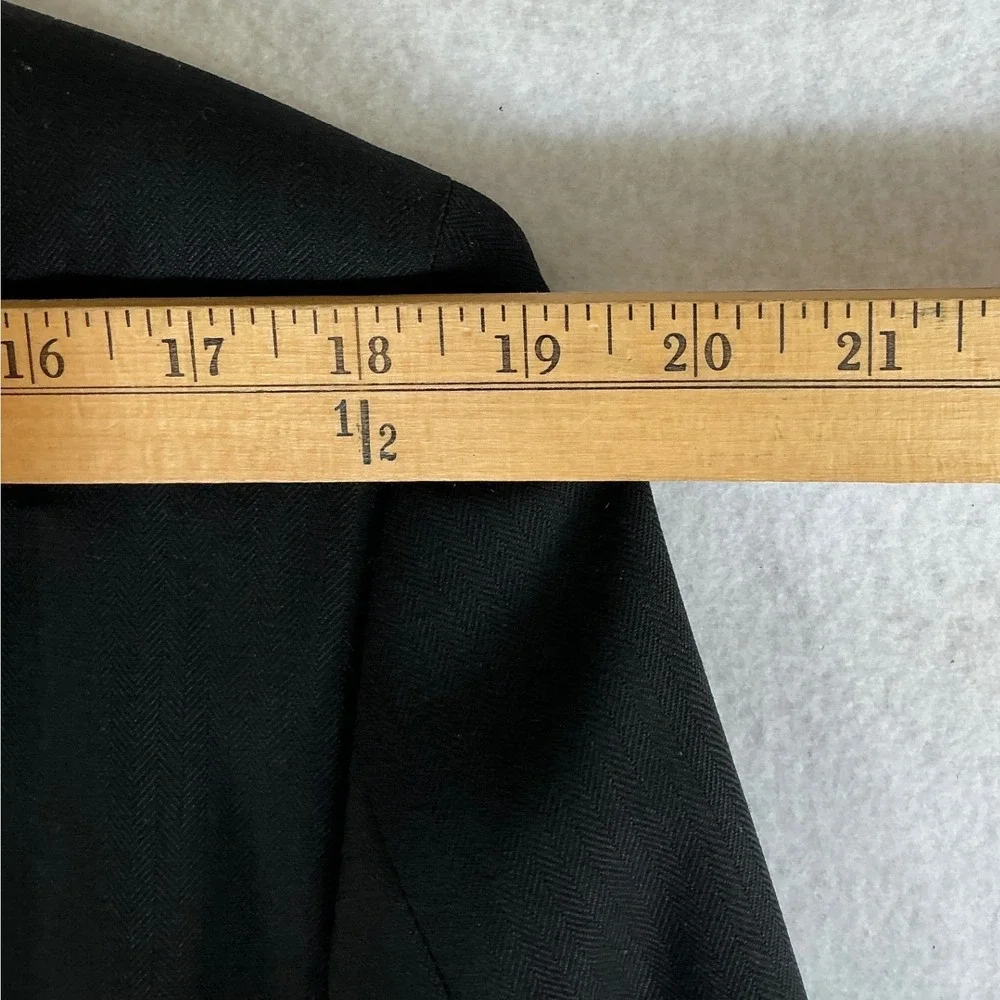 GIVO Blazer Jacket Mens 48 Black Herringbone Wool Blend 3-Button Suit Coat NEW